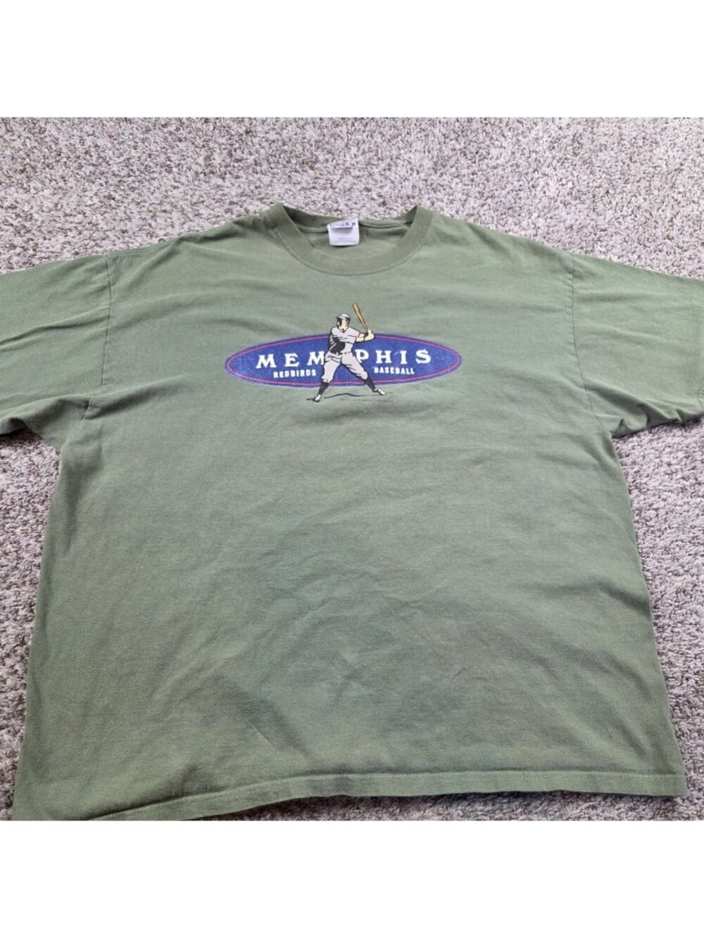 Vtg Memphis Redbirds T-Shirt Mens 2XL Green Retro Baseball Minor League Graphic
